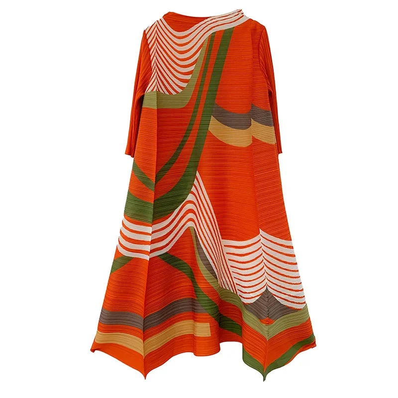 ANLAN Miyake-vestido plisado de manga larga con cuello redondo para mujer, ropa de noche, elegante, 9AK2075, 2024