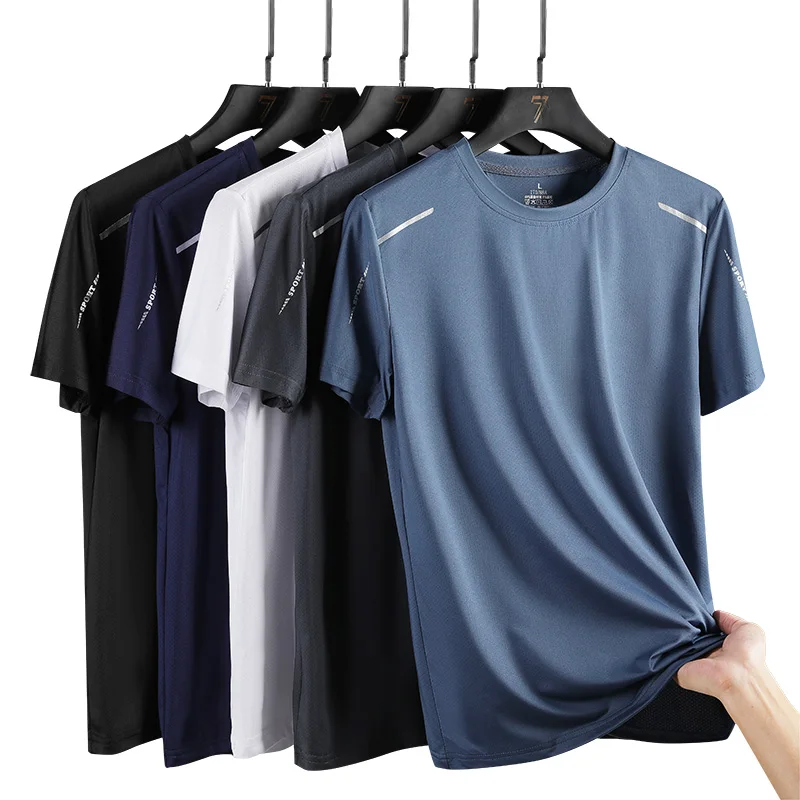 CHRLCK-camisetas de secado rápido para correr para hombre, camisetas transpirables para senderismo y pesca, Camisa corta para deportes al aire libre de elasticidad suave, verano