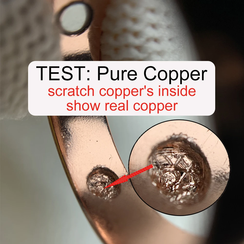 Anillos magnéticos de cobre puro Vinterly para mujeres y hombres, brazalete abierto con energía saludable de 6mm, joyería ajustable, imán alto redimensionable