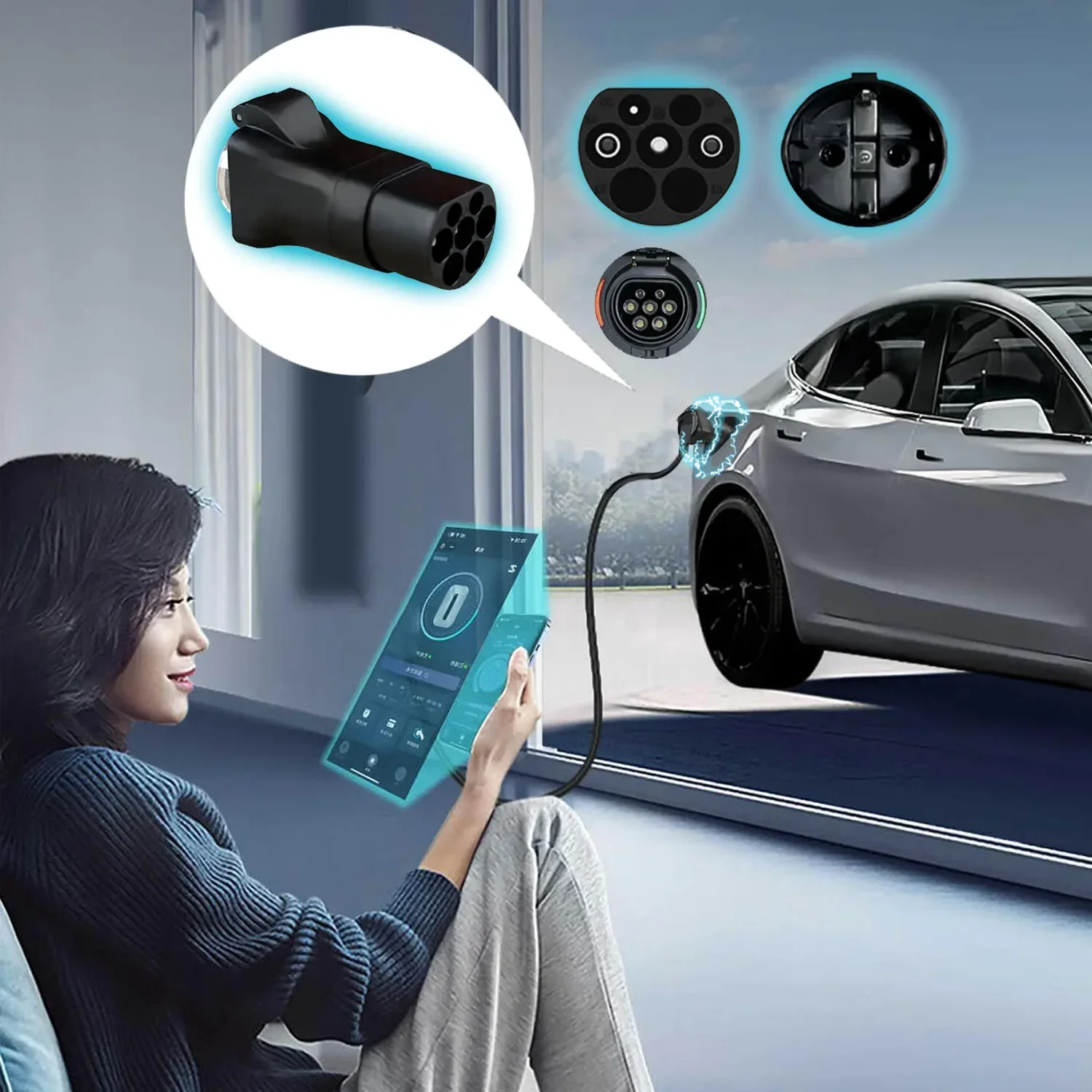 No es un tipo 2, enchufe de descarga lateral para coche eléctrico, adaptador de cargador EV GBT 16A con enchufe europeo, estación de energía para exteriores, puertos de necesidades V2L