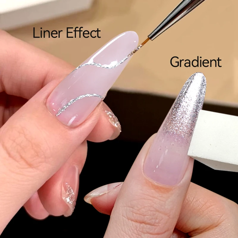 UR SUGAR Glimmer Pat Painting Gel Esmalte de Uñas Dorado Plateado para Uñas Francesas DIY Líneas Flores Pintadas Estampado Manicura Estampado de Uñas