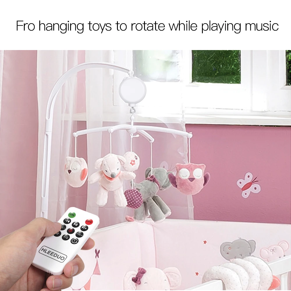 Caja de música giratoria para cuna de bebé, juguete móvil Musical, 35 canciones, Control remoto, movimiento, campanas para niños con línea USB