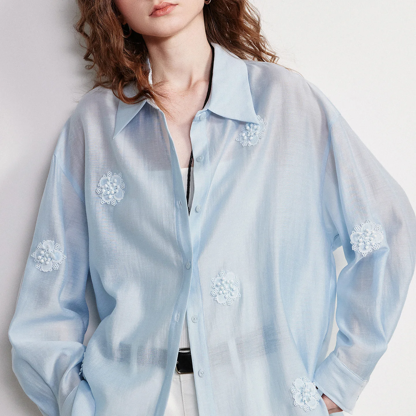 Camisa para Mujer TOYOUTH, Primavera 2026, Nueva Chaqueta Holgada con Bordado Tridimensional en Lyocell y Acetato