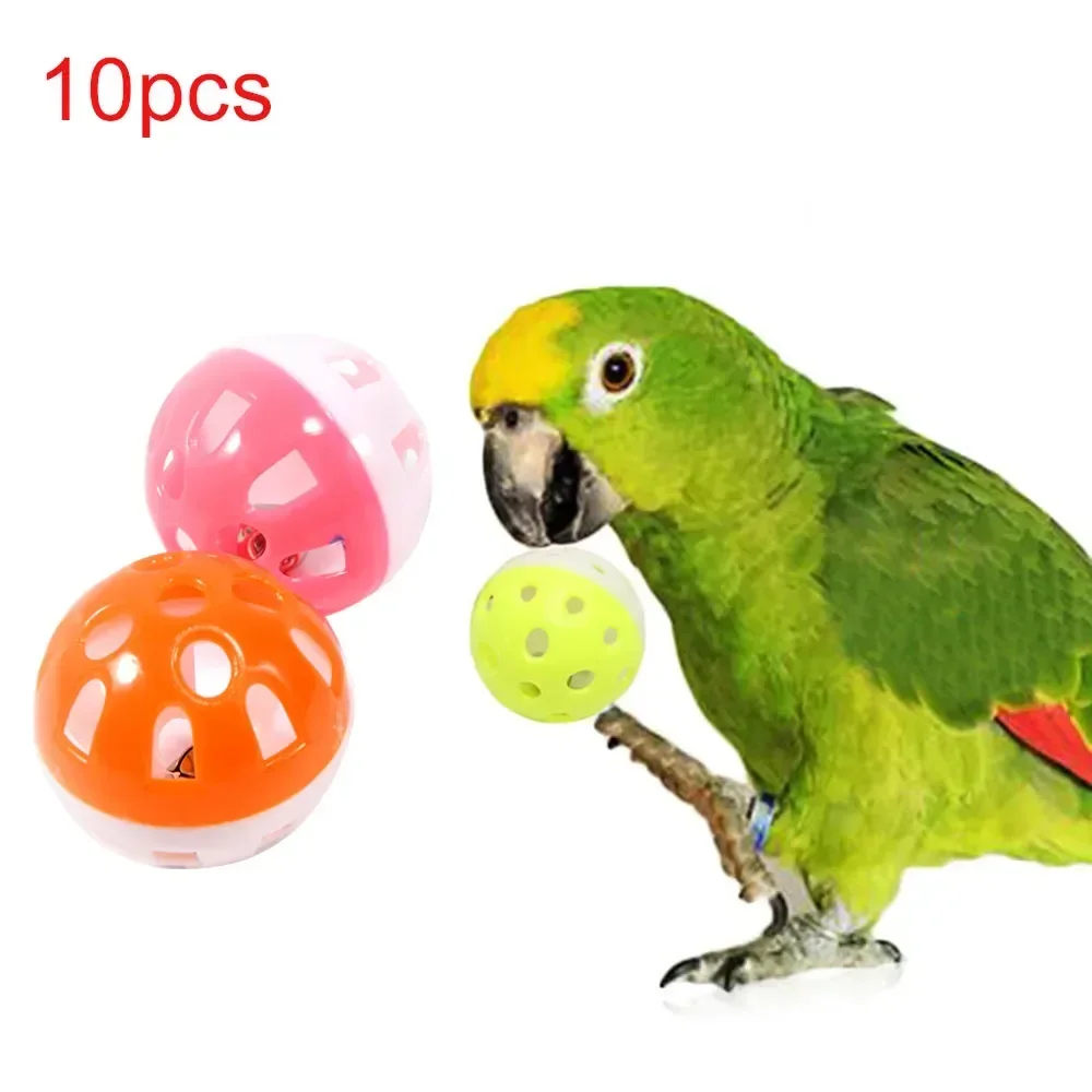 10 Uds. De juguete para loros para mascotas, bola rodante hueca colorida, juguete para pájaros, periquito, cacatúa, loro, jaula para masticar, juguetes divertidos, suministros para pájaros y mascotas