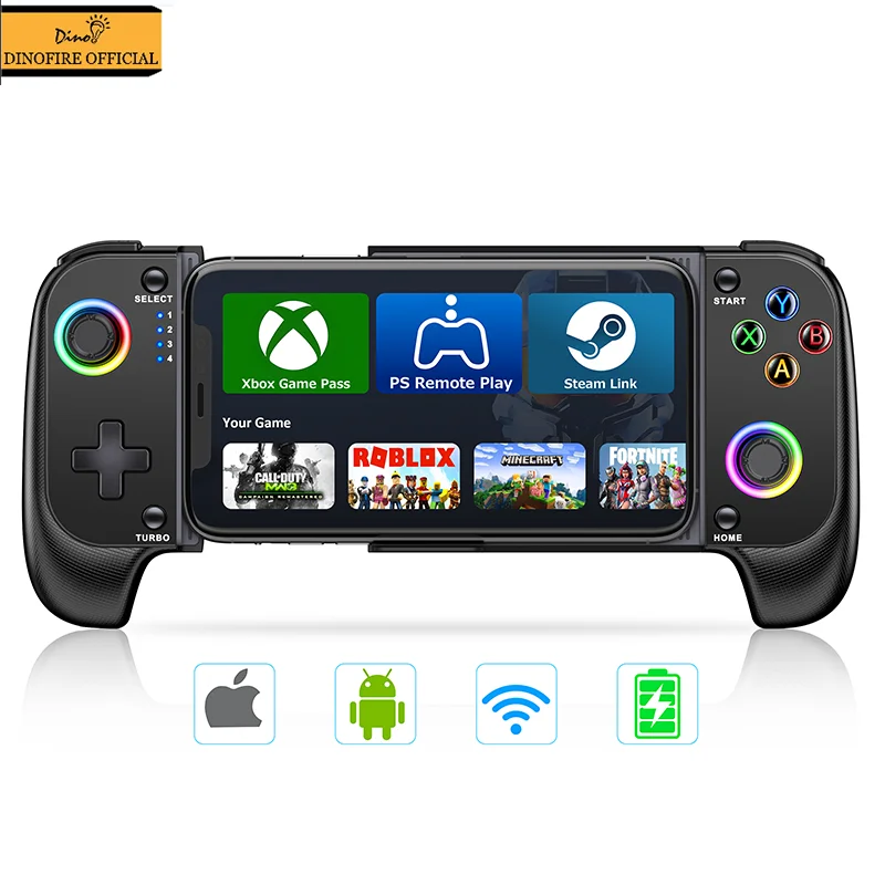 DinoFire-mando para teléfono móvil, Joystick para iPhone, Control Android, controlador Bluetooth, gatillo con efecto Hall, palo, juego móvil
