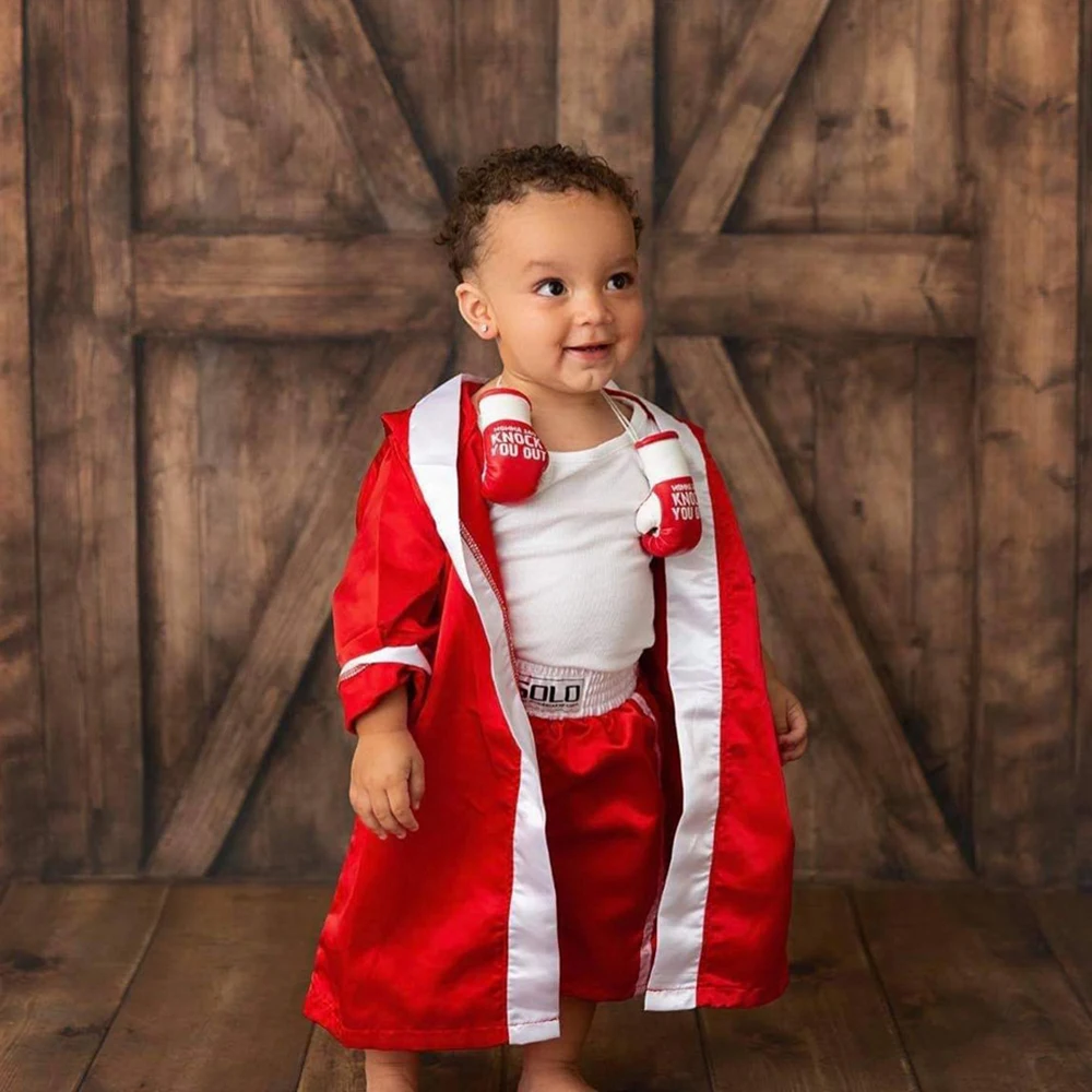 Accesorios de fotografía recién nacido, traje de fotografía de bebé con tema de boxeo, albornoz infantil, pantalones cortos, conjunto de guantes, disfraz de fotografía para recién nacido, accesorios de estudio