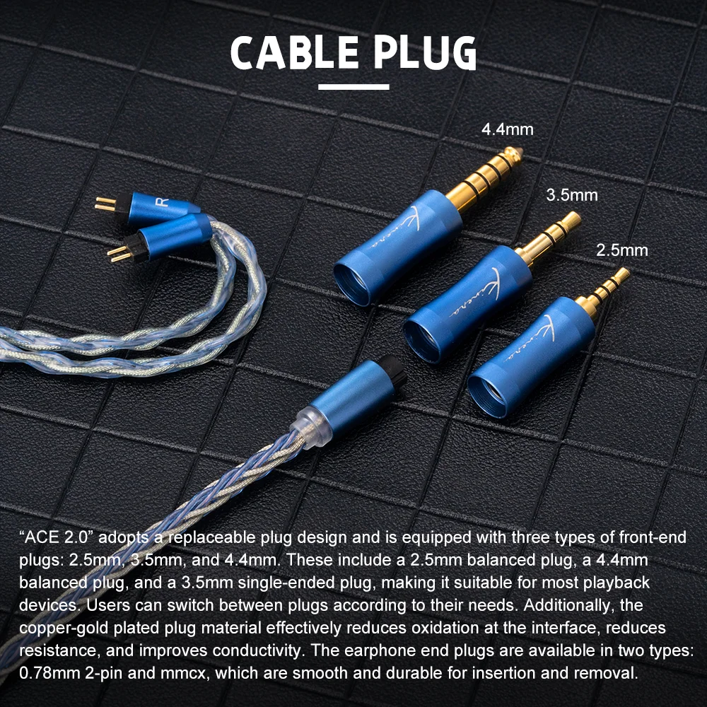 Audífonos Intrauditivos Kinera Ace 2.0 con Cable Modular de Actualización, Auriculares IEM con Conector Desmontable de 2.5+3.5+4.4mm, Accesorios para Auriculares