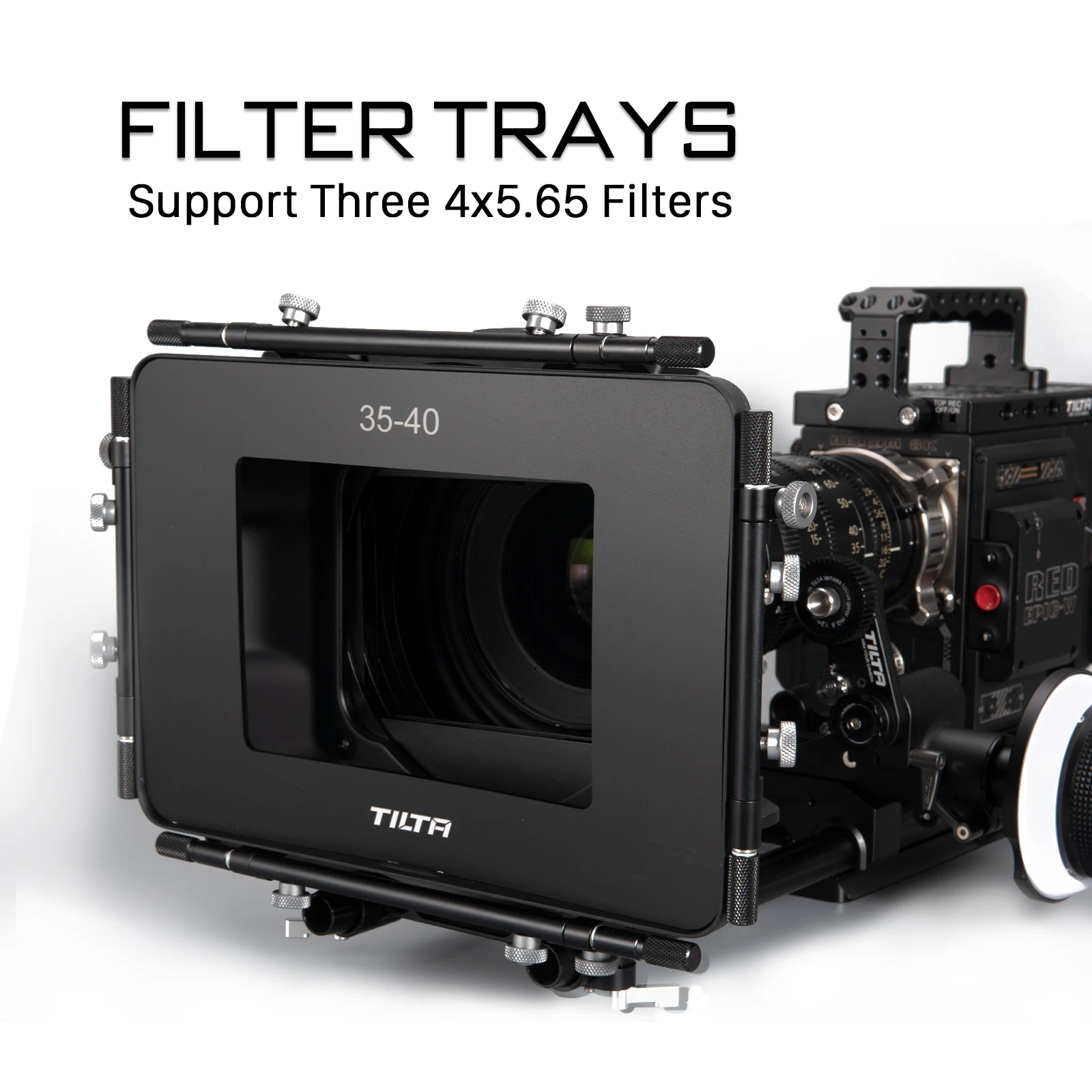 TILTA MB-T12 Caja mate de fibra de carbono 4 × 5,65 (aprazadera) con respaldo único para plataforma de soporte de varilla de 15 mm para DSLR 5D4 RED ARRI SONY
