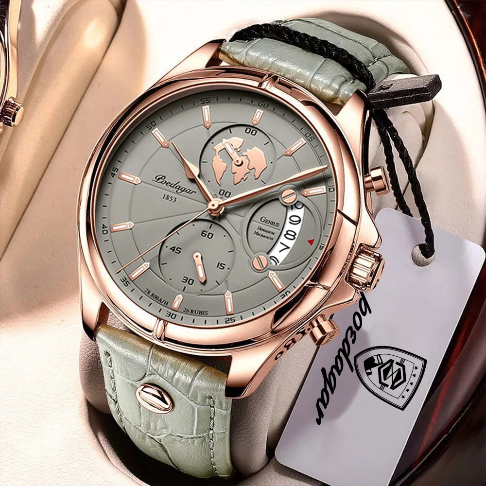 Reloj de pulsera POEDAGAR de lujo original para hombre, cronógrafo, con fecha, resistente al agua, de cuarzo, deportivo, para negocios.