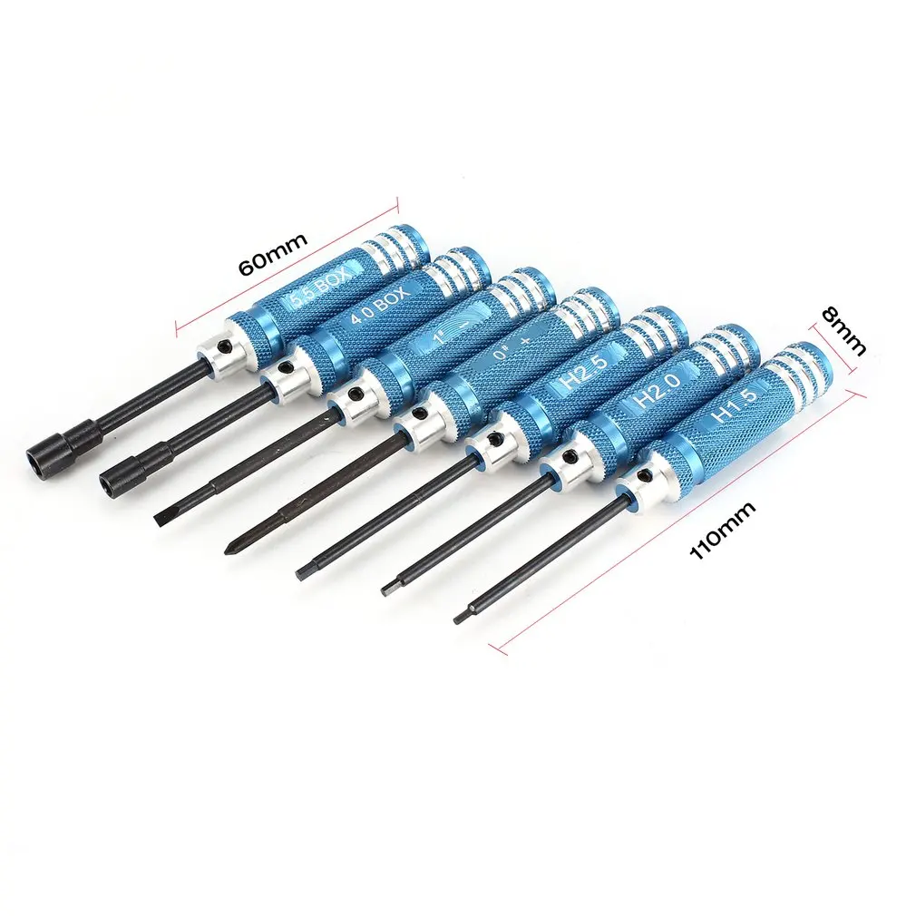 YSIDO 7 Uds 1,5 2,0 2,5mm herramientas de destornillador hexagonal Kit de llave de tuerca para Wltoys Traxxas Axial RC helicóptero coche avión Dron FPV