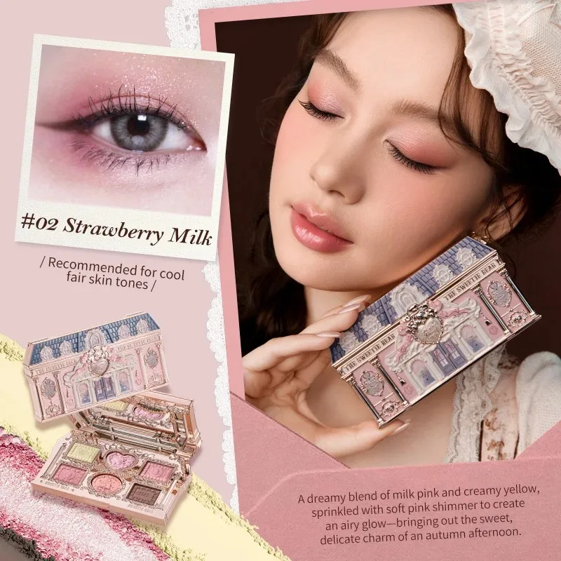 Flower Knows SWEETIE BEAR Paleta de maquillaje de ojos altamente pigmentada Sombras de ojos Kit de regalo de cosméticos con acabado brillante mate de larga duración