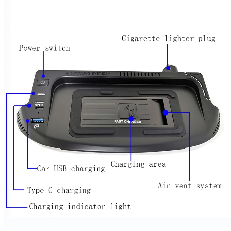 Cargador de teléfono para coche Ford Mustang 2015 2016 2017 2018 2019 2020 2021, 15w, cargador inalámbrico para coche, base de carga, soporte de carga