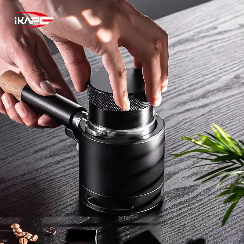 Distribuidor de café IKAPE, compatible con portafiltro de café expreso de 49 mm, 51 mm, 54 mm, 58 mm, distribuidor de gravedad (negro/plateado)