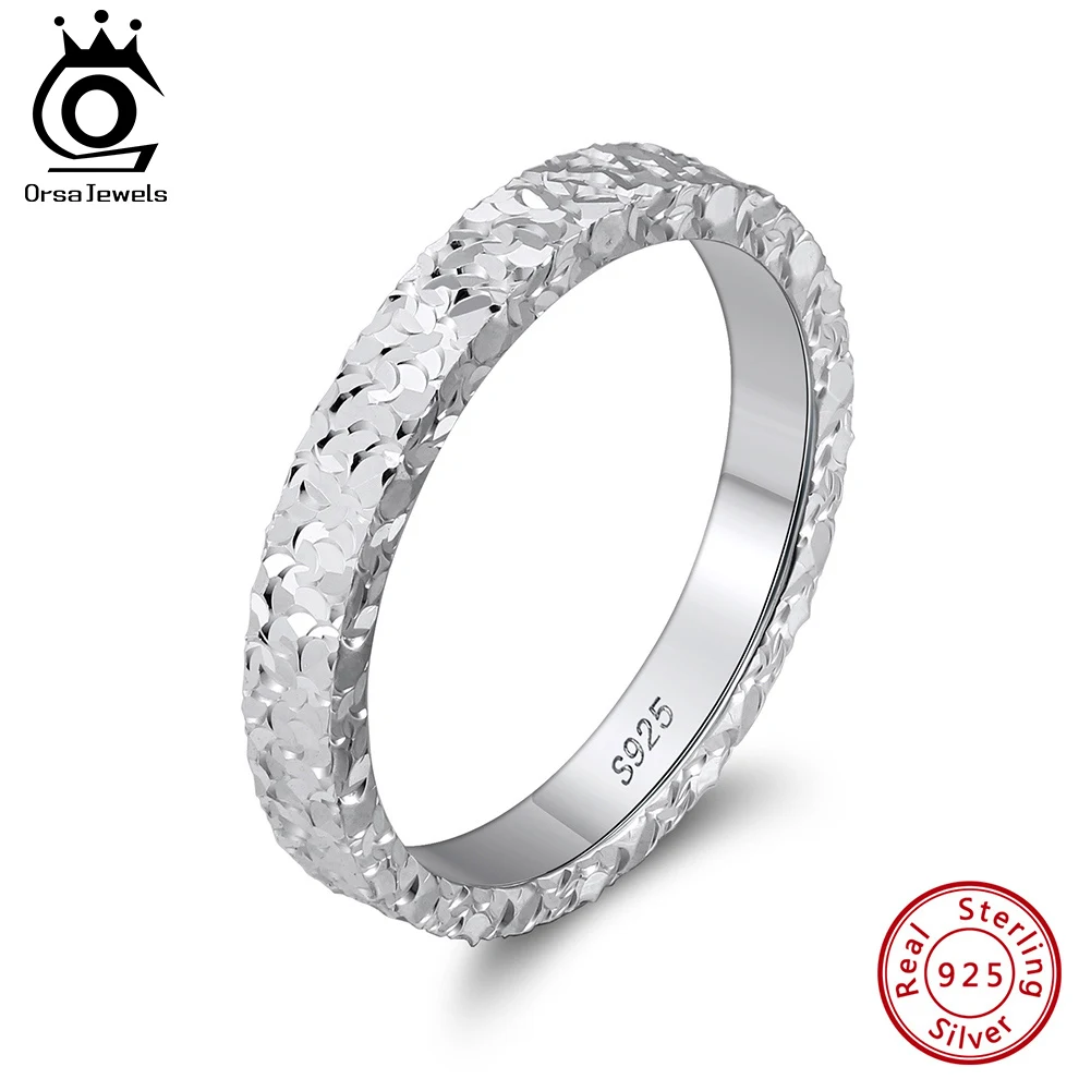 ORSA JEWELS Anillos de dedo de Plata de Ley 925 brillantes clásicos Plata de Ley 925 auténtica joyería nupcial exquisita diaria para boda APR34