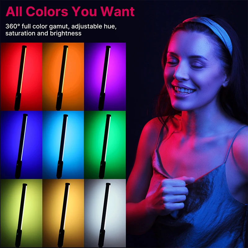 Ulanzi VL119 luz de palo colorida RGB de mano 19,68 pulgadas varita de luz LED de mano CRI 95 + 2500K-9000K lámpara de estudio de fotografía