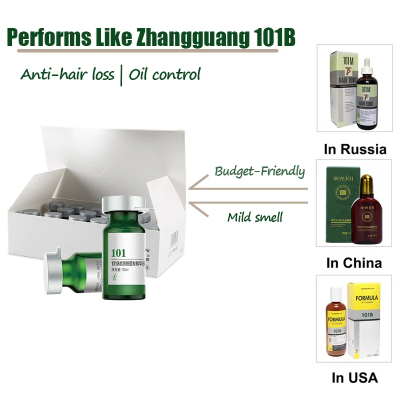 Zhangguang 101 esencia fortalecedora y a prueba de caída del cabello 10mlX16 tónico de terapia de medicina herbaria china antipérdida de cabello
