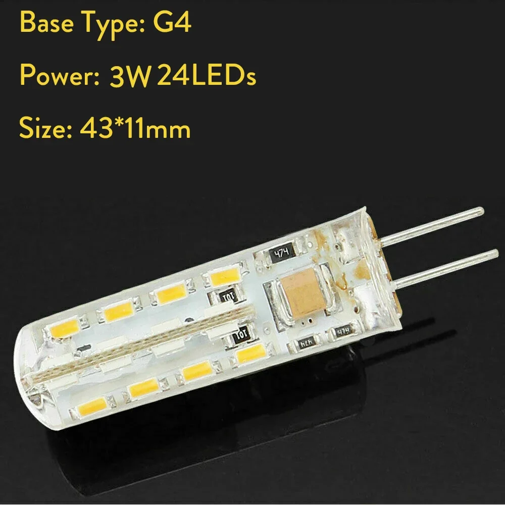 Bombilla LED de mazorca de maíz para decoración del hogar, lámpara de silicona G4, 3 W, 5W, 24LED, 48LED, azul, verde, rojo, 3014SMD, 12V
