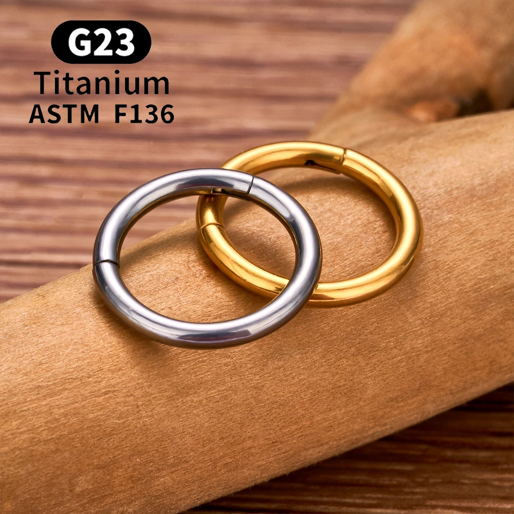 10/50 Uds ASTM F136 anillo de titanio para la nariz con bisagras Clicker segmento tabique aro mujeres hombres cartílago de la oreja pendiente de hélice joyería Piercing
