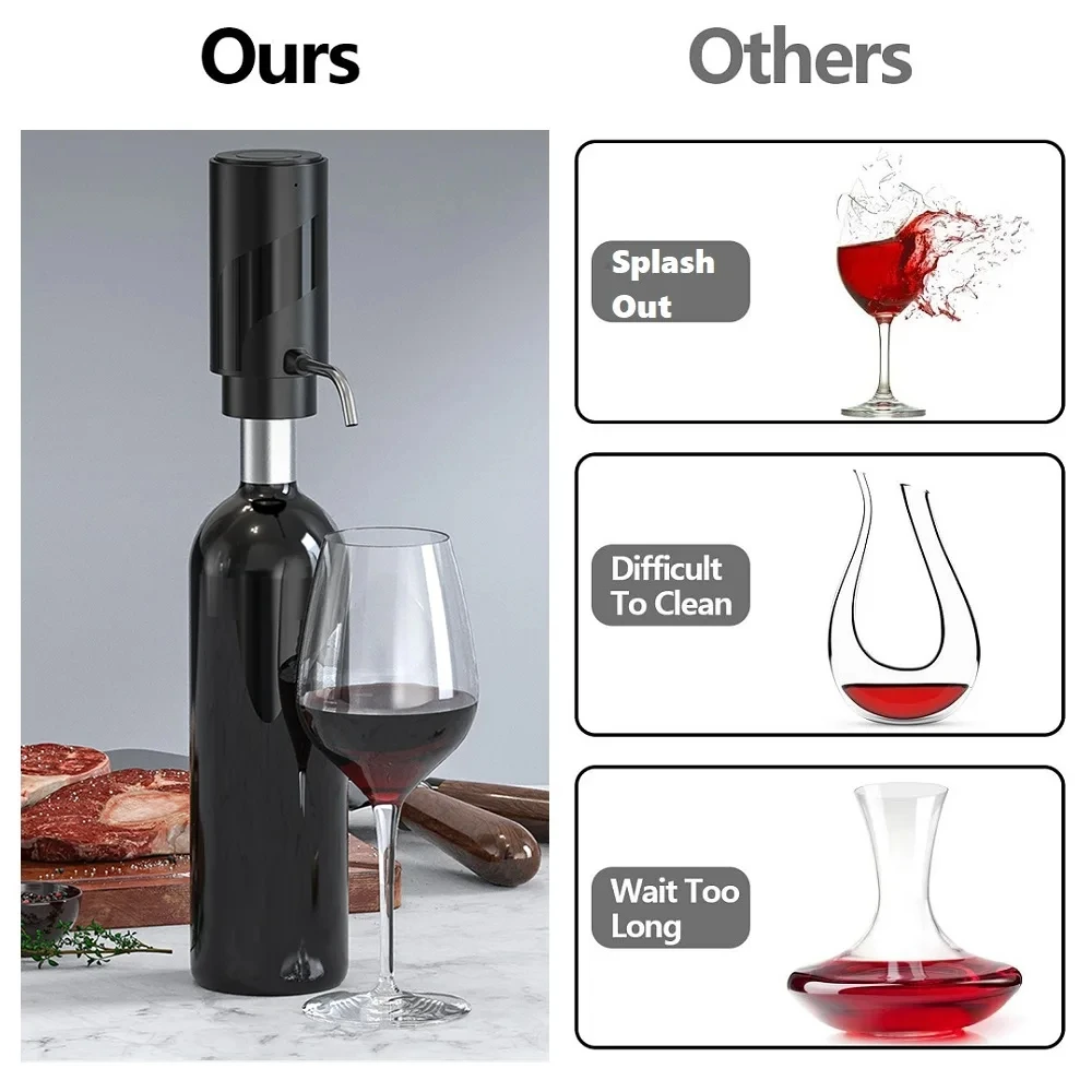 Dispensador de aireador de vino eléctrico recargable, decantador de vino automático, dispensador de vino eléctrico inteligente, herramienta de cocina para fiesta, regalo