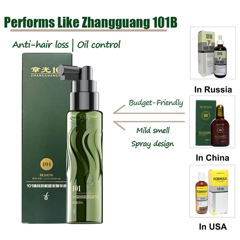 Tónico a prueba de caída del cabello ZHANGGUANG 101 80ml Anti-pérdida de cabello medicina herbaria china terapia tratamiento para la pérdida de cabello esencia