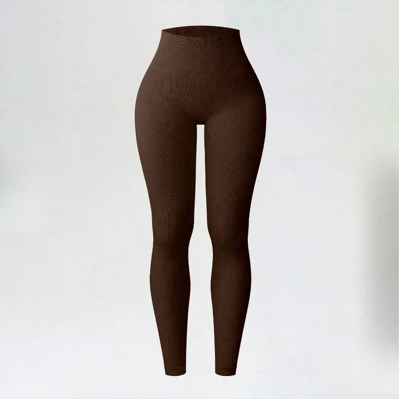 Leggings de punto sin costuras para mujer, mallas ajustadas de cintura alta, pantalones de yoga elásticos para levantar la cadera, ideales para fitness, gimnasio, entrenamiento y running.
