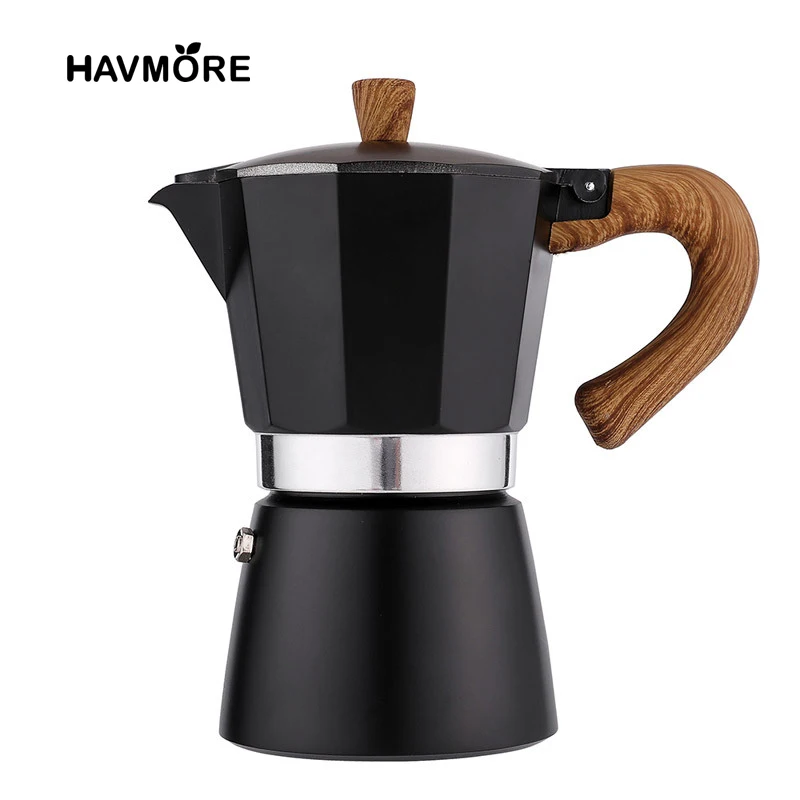Máquina de Espresso con mango de madera, utensilios de cocina italianos clásicos, accesorios de cafetería, 150ml/300ml