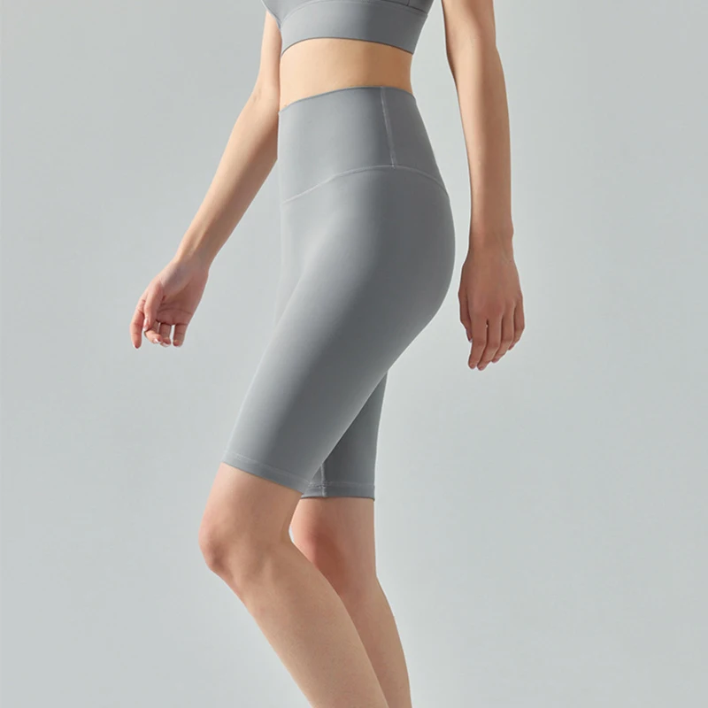 Pantalones cortos deportivos de Yoga para mujer, Shorts ajustados de ciclismo para mujer, pantalones cortos transpirables desnudos para correr, pantalones cortos de Fitness de cintura alta de secado rápido