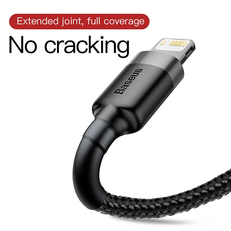 Cable USB Baseus para iPhone14 13 12 11 Pro Max Xs X 8 Plus Cable 2.4A Cable de carga rápida para iPhone Cable cargador línea de datos USB