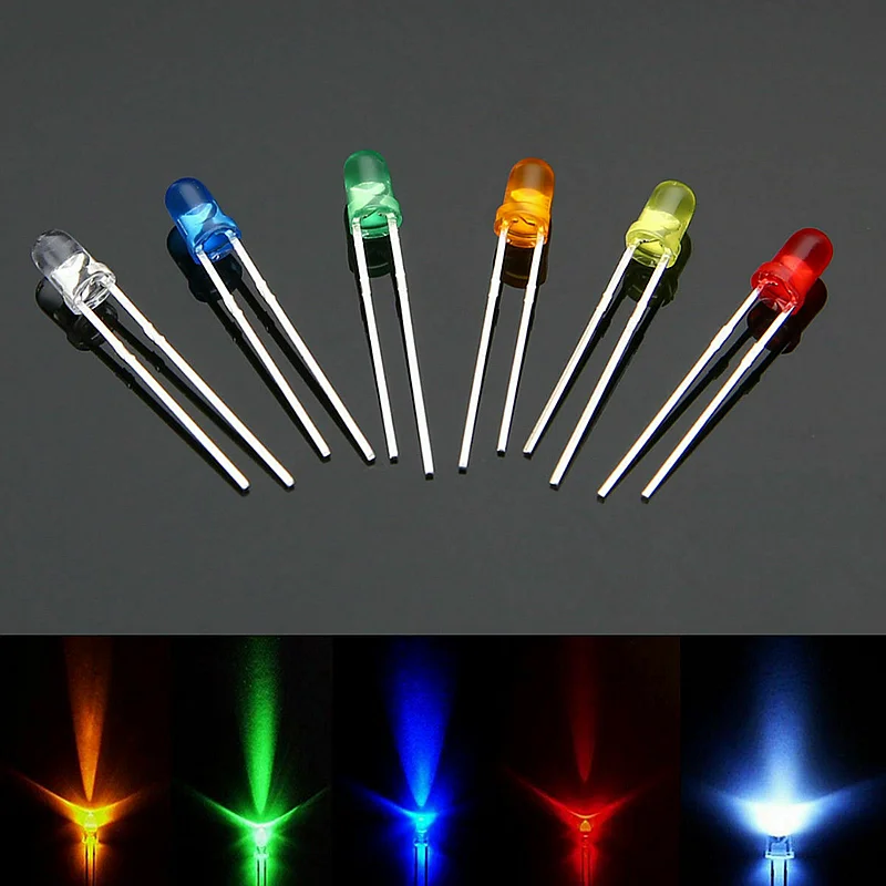 100-500 Uds., 3mm 5mm, Kit surtido de diodos LED, blanco verde rojo azul amarillo, Kit electrónico de diodo emisor de luz LED, luces indicadoras