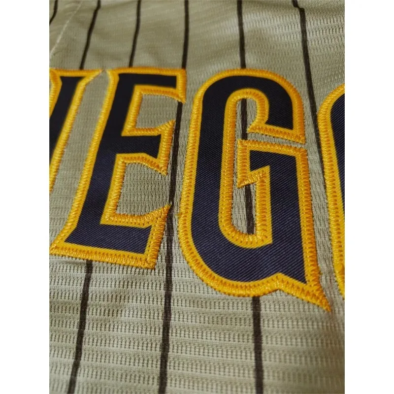 Camiseta de béisbol bordada con nombre y número personalizados para hombre, camisas DIY transpirables con botones de manga corta personalizadas de San Diego
