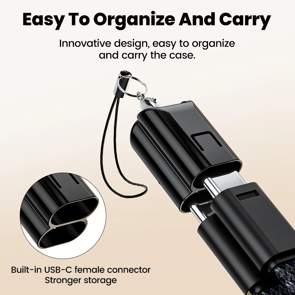Cable de carga USB Tipo C a Tipo C con extensión corta, diseño de llavero, adecuado para iPhone 15, 16, Samsung y Xiaomi.