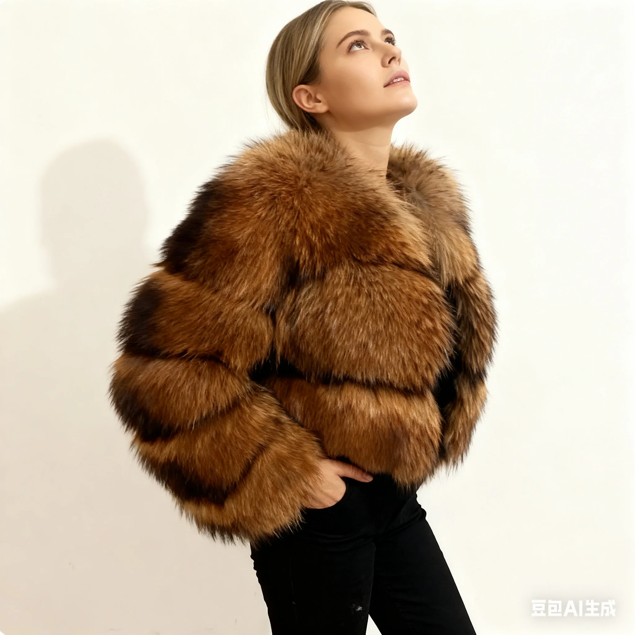Chaqueta Punk de piel de mapache falsa para mujer, abrigos de piel sintética de zorro para otoño e invierno, chaquetas cortas, prendas de vestir exteriores peludas, abrigos gruesos y cálidos para trabajo