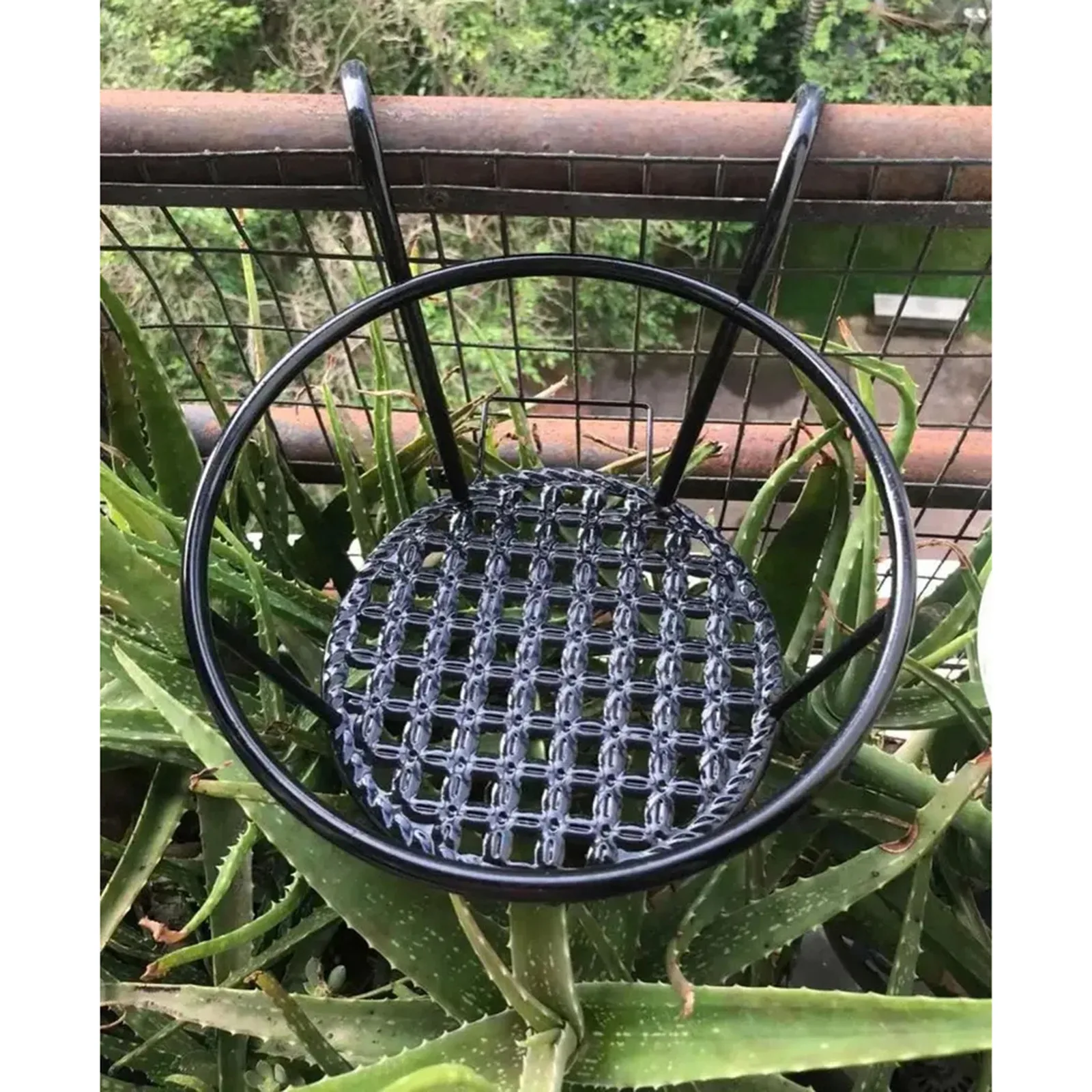 Maceta de hierro montada en la pared para balcón, soporte redondo para plantas colgante para exteriores, decoración de jardín resistente a prueba de herrumbre, 1 Uds.