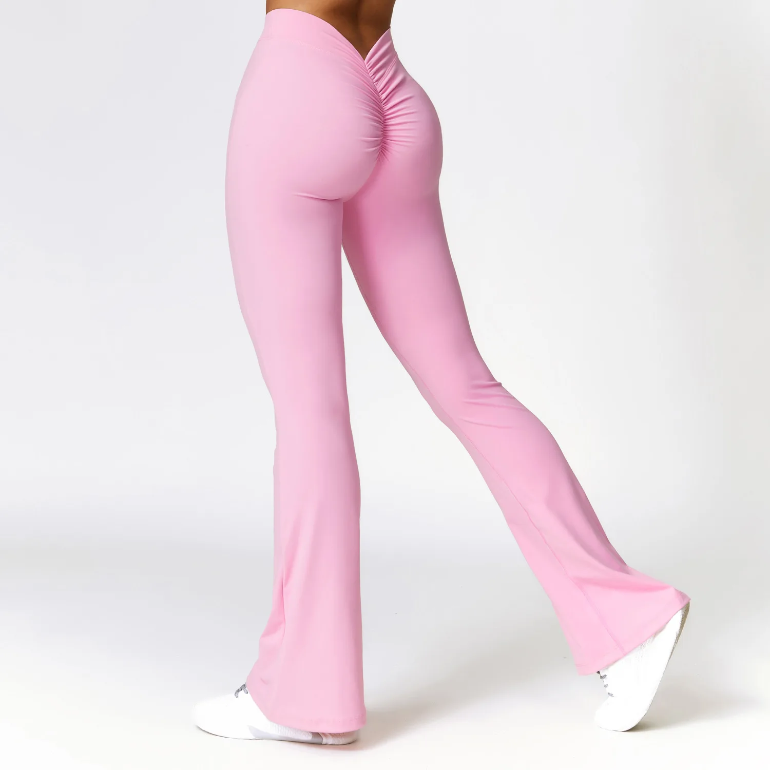 Mallas acampanadas en forma de V, pantalones de Yoga a la cadera para mujer, pantalones de pierna ancha de cintura alta, pantalones acampanados deportivos para gimnasio y Fitness, pantalones de baile latino