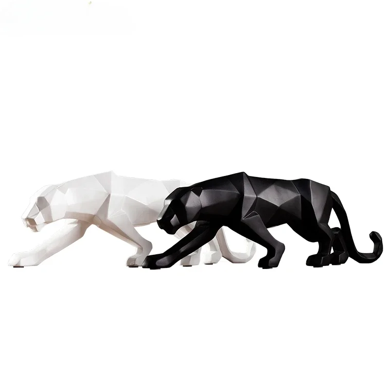 Estatua de pantera para decoración del hogar, estatuilla de Animal, escultura de leopardo de resina de estilo geométrico abstracto, artesanías de decoración de escritorio para el hogar y la Oficina