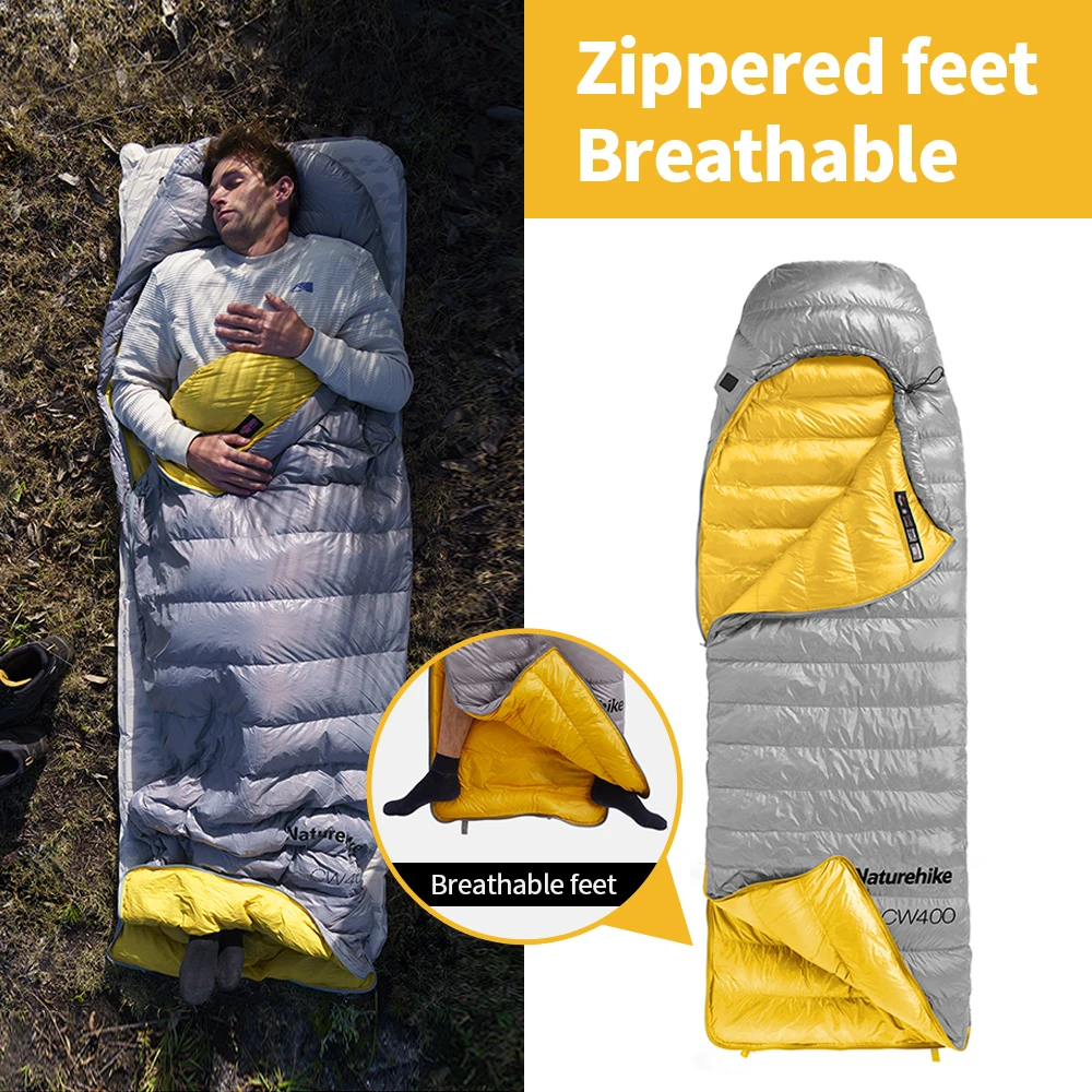 Naturehike-saco de dormir CW400, saco de dormir ligero de invierno 650FP con plumón de pato, ultraligero, impermeable, para senderismo, Camping