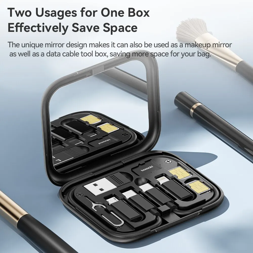 Toocki USB tipo C a USB C Cable 60W 4 en 1 Mini juego de cables de datos caja de almacenamiento cargador de carga rápida soporte para teléfono móvil para Xiaomi