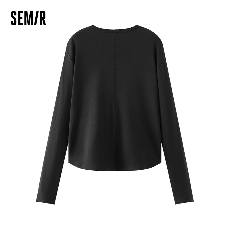 Semir-camisetas de manga larga para mujer, Top corto ajustado, forro polar térmico, Top versátil liso para invierno, ropa para mujer Bts 2025