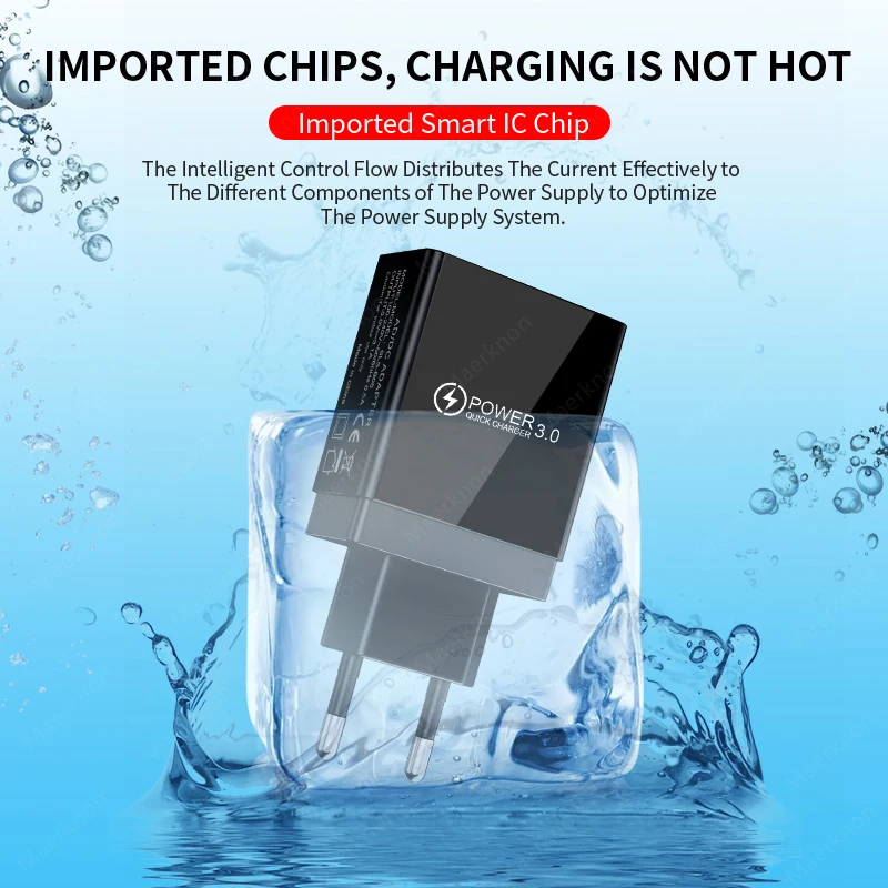 Cargador rápido USB de 3 puertos con adaptador de teléfono con pantalla LED para iPhone Samsung Xiaomi Huawei carga rápida 3,0 cargador de pared con enchufe UE/EE. UU.