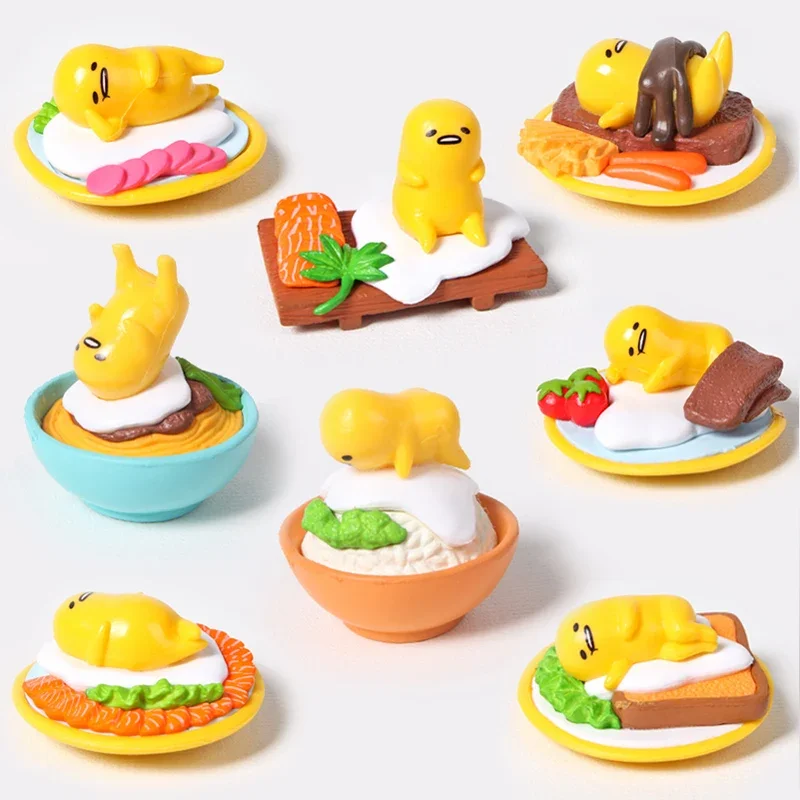 Anime Gudetamas Yolk King huevos perezosos Gashapon juguete figuras en miniatura Linda muñeca modelo colección adornos niños regalo de cumpleaños