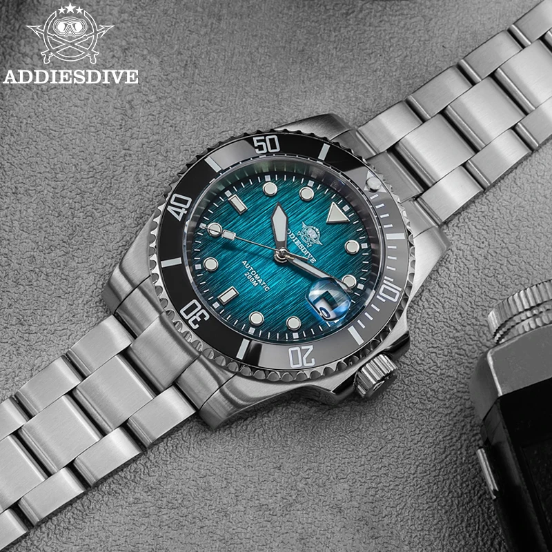 Reloj Automático para Hombre ADDIESDIVE, Cristal de Zafiro, Resistente al Agua 200m, Luz Nocturna BGW9, Reloj Clásico para Hombre AD2536, Gran Venta