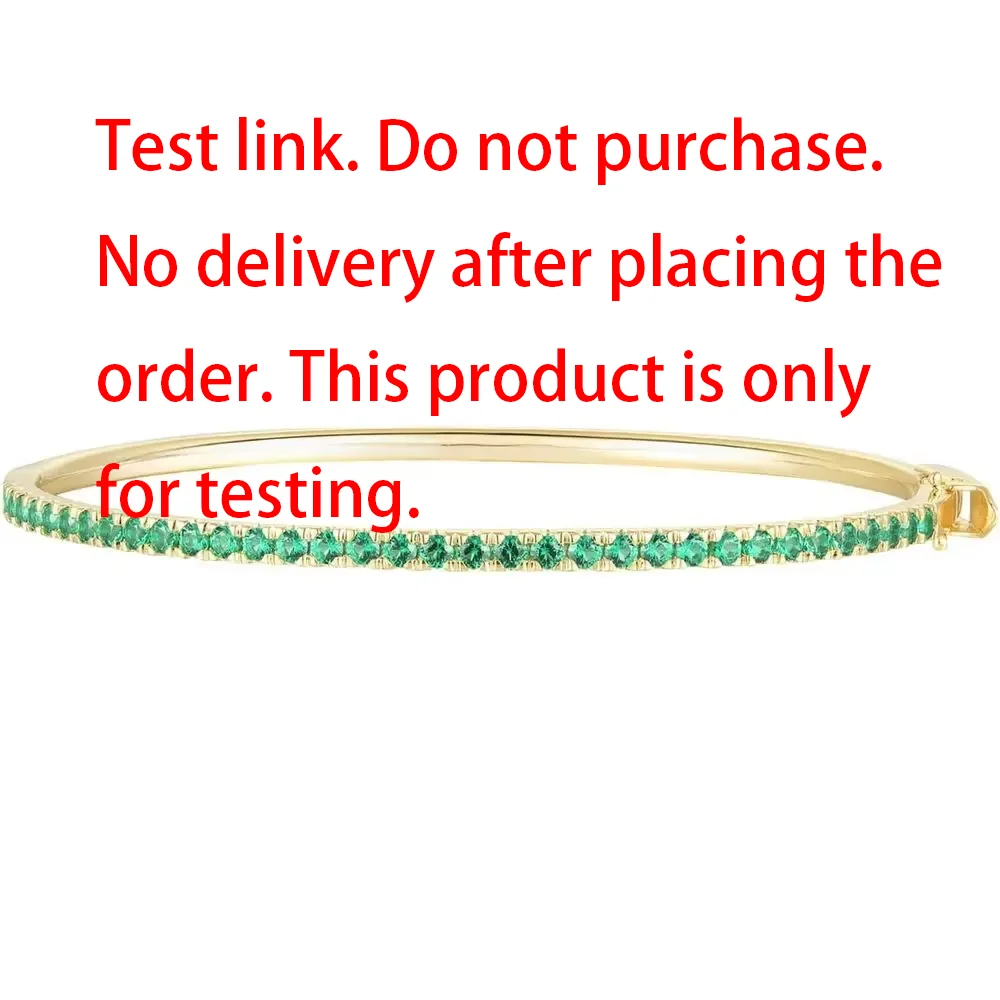 Enlace de prueba. No Comprar. No se realizará la entrega después de realizar el pedido. Este producto es solo para pruebas!! Brazalete de esmeraldas sintéticas en oro amarillo con cierre de doble seguridad.