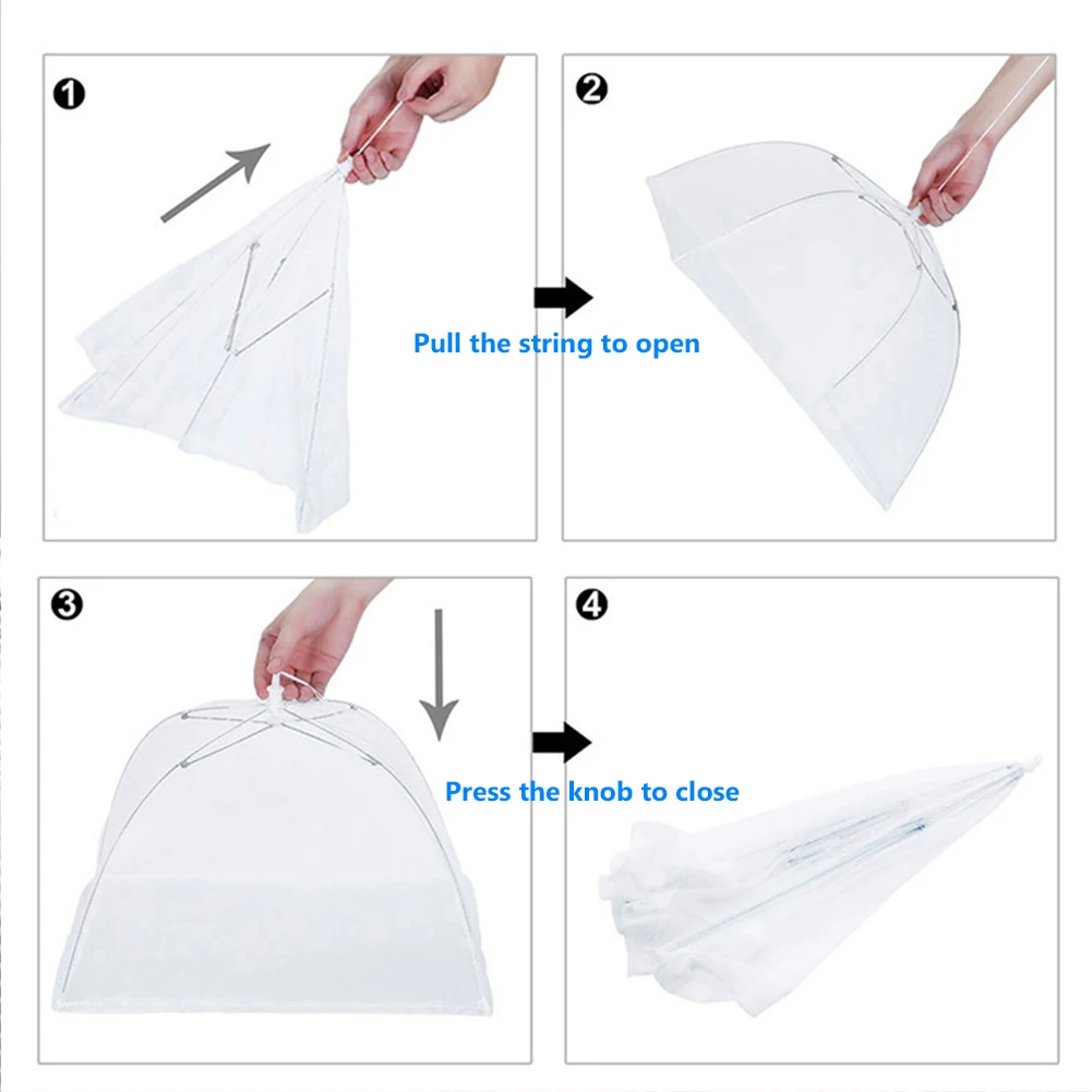 Cubierta plegable para alimentos, utensilios para comida, malla antimoscas para mosquitos, paraguas de cocina, tienda de verduras, reutilizable, protección de frutas para barbacoa, herramientas para alimentos