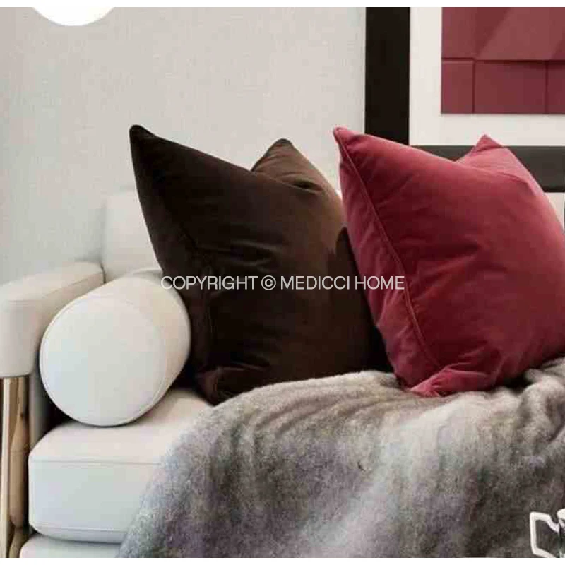 Medicci Home-fundas de almohada de terciopelo italiano, lujosas Fundas de cojín de Color sólido de alto grado para sala de estar, sofá cama
