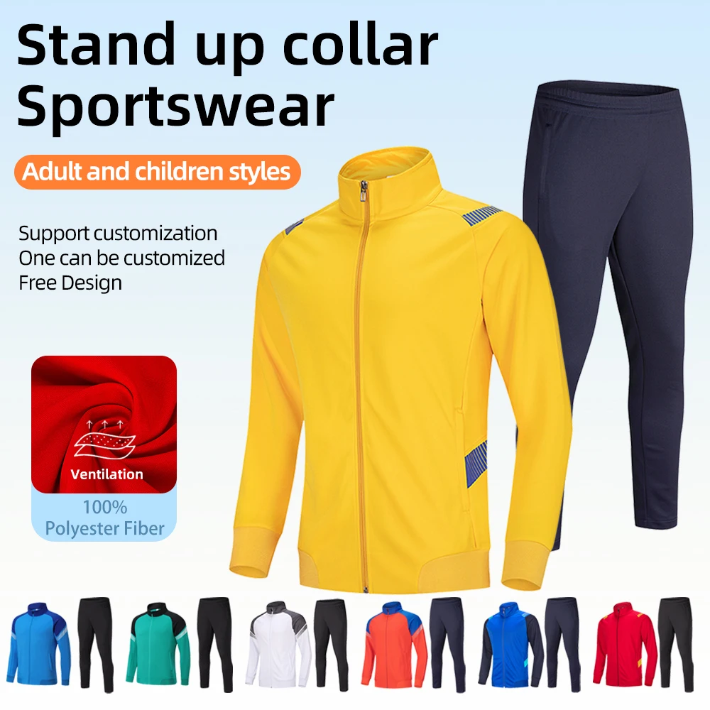 Chándal de fútbol de manga larga para adultos, abrigo, Jersey, chaqueta de uniforme de fútbol, ropa deportiva de entrenamiento para equipo de fútbol sala para niños