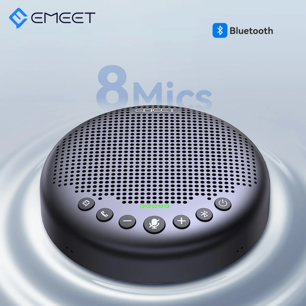 EMEET Altavoz inalámbrico Bluetooth 5.3 Altavoz de conferencia con 8 micrófonos 360 °   Altavoz USB con captación de voz para hogar/oficina