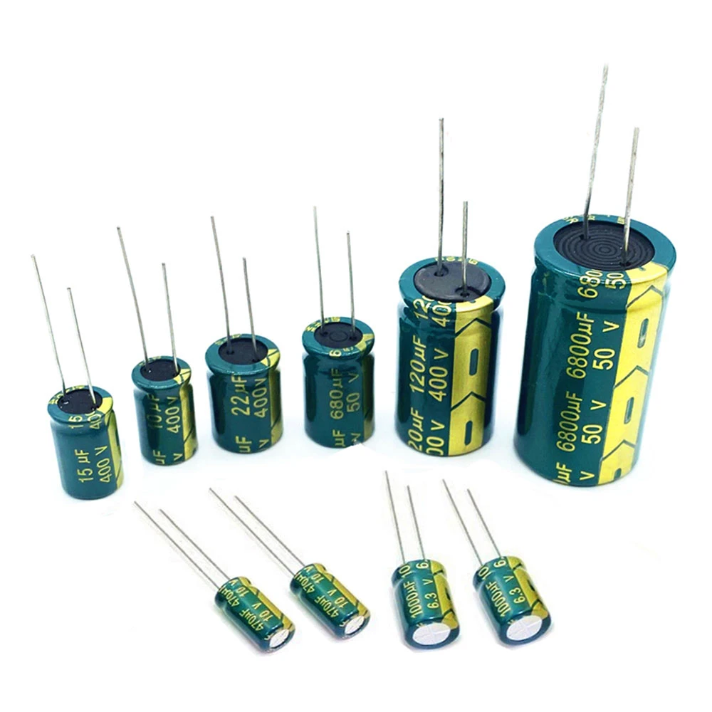 Condensador de aluminio de baja ESR de alta frecuencia, 50-1000 piezas, 10V, 16V, 25V, 35V, 50V, 400V, 100UF, 220UF, 330UF, 470UF, 680UF, 1000UF