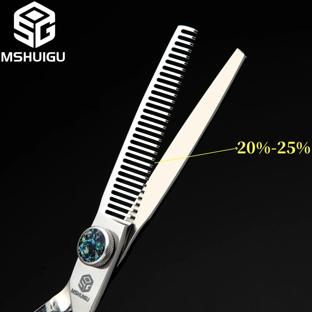 MSHUIGU VG10 Juego de tijeras de peluquero profesionales 4-5-5,5-6-7 pulgadas Tijeras finas de calibre múltiple para cortes de pelo y salones familiares