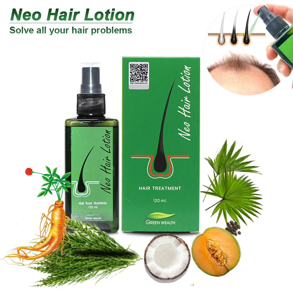 Loción Neo para el cabello, Tratamiento capilar de 120ml, nutrientes para Raíces del cabello, antipérdida, crecimiento de barba, Original de Tailandia, 5 uds.