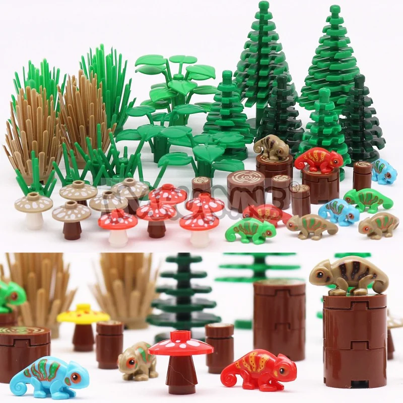 MARUMINE 48 UDS-54 Uds. Conjunto de accesorios de bloques de construcción MOC Jungle Garden City View piezas de modo de ladrillos lagartos 2435 3471 6064 14769